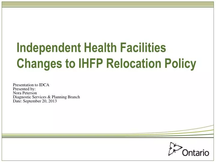 independent health facilities changes to ihfp relocation policy