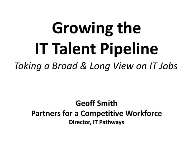 growing the it talent pipeline