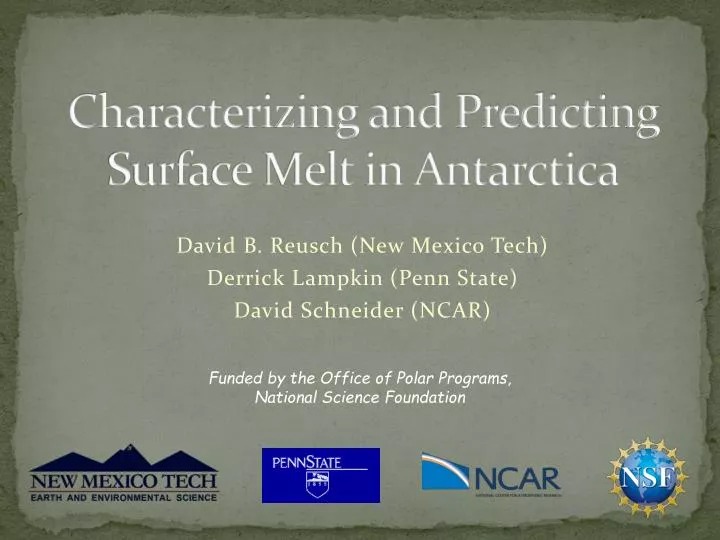 characterizing and predicting surface melt in antarctica