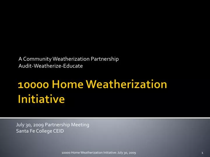 a community weatherization partnership audit weatherize educate