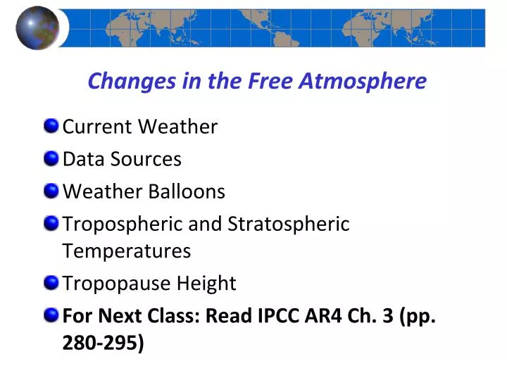 changes in the free atmosphere