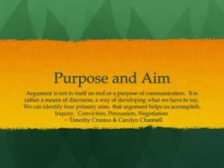 Purpose and Aim