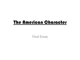 The American Character