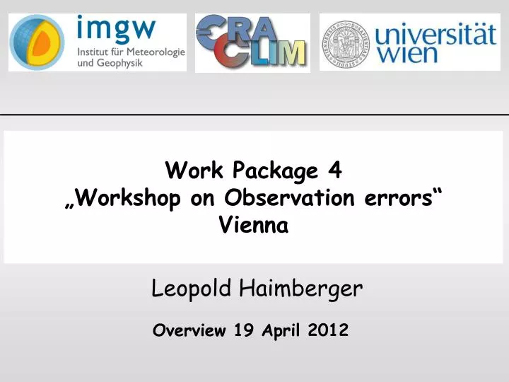 work package 4 workshop on observation errors vienna