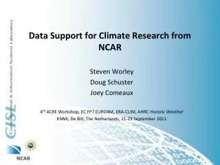 data support for climate research from ncar