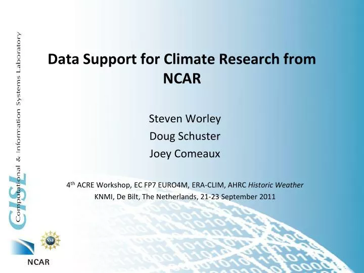 data support for climate research from ncar