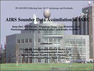 AIRS Sounder Data Assimilation at IARC