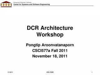 DCR Architecture Workshop