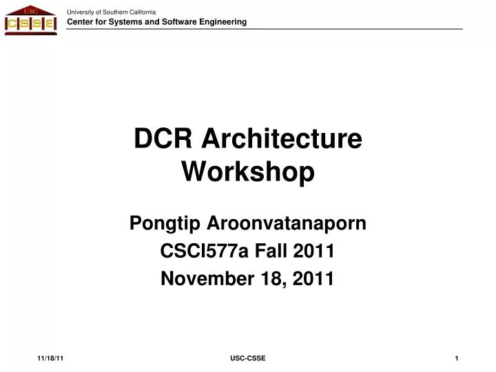 dcr architecture workshop