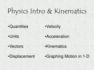 Physics Intro &amp; Kinematics