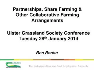 Partnerships, Share Farming &amp; Other Collaborative Farming Arrangements