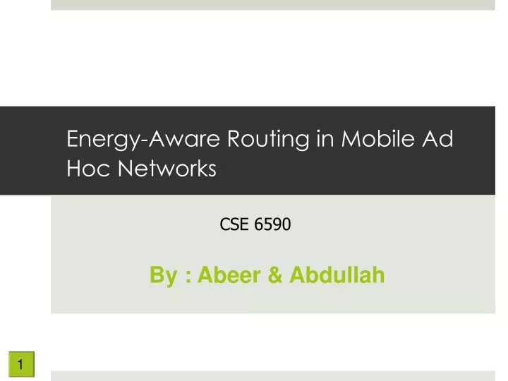 energy aware routing in mobile ad hoc networks