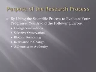 Purpose of the Research Process