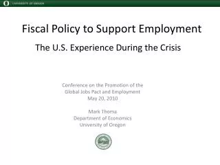 Fiscal Policy to Support Employment