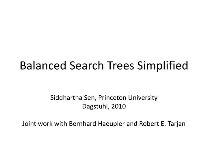 balanced search trees simplified