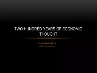 Two Hundred Years of Economic Thought