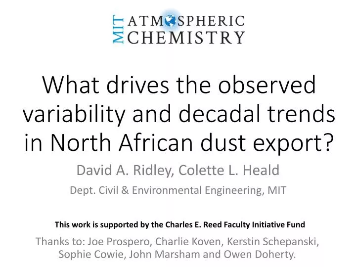 what drives the observed variability and decadal trends in north african dust export