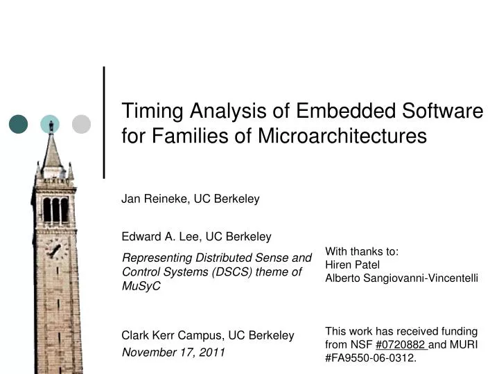 timing analysis of embedded software for families of microarchitectures