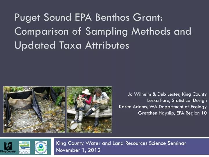 puget sound epa benthos grant comparison of sampling methods and updated taxa attributes