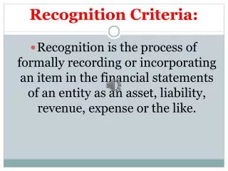 Recognition Criteria: