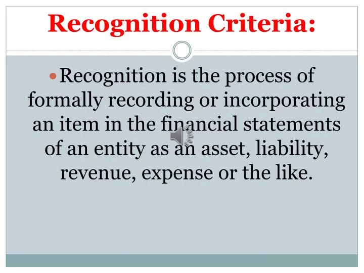 recognition criteria