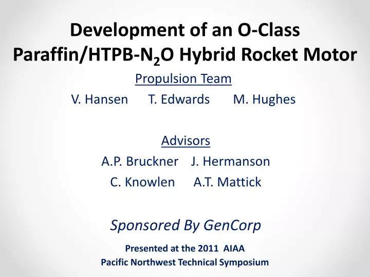 development of an o class paraffin htpb n 2 o hybrid rocket motor
