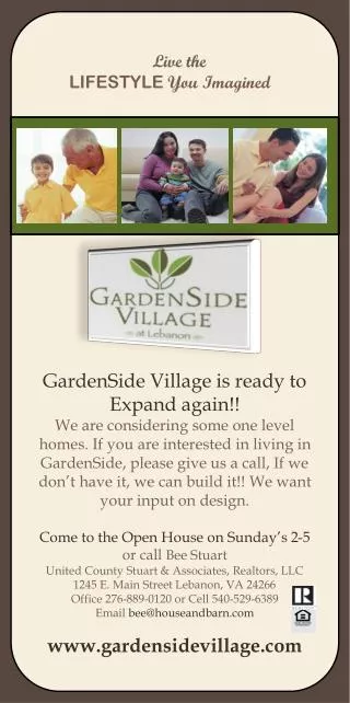 GardenSide Village is ready to Expand again!!