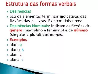estrutura das formas verbais