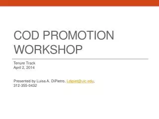 COD Promotion Workshop