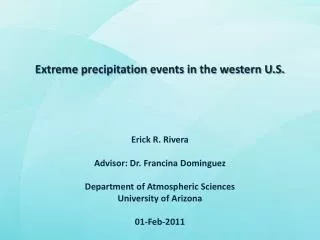 Extreme precipitation events in the western U.S.