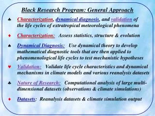 Black Research Program: General Approach