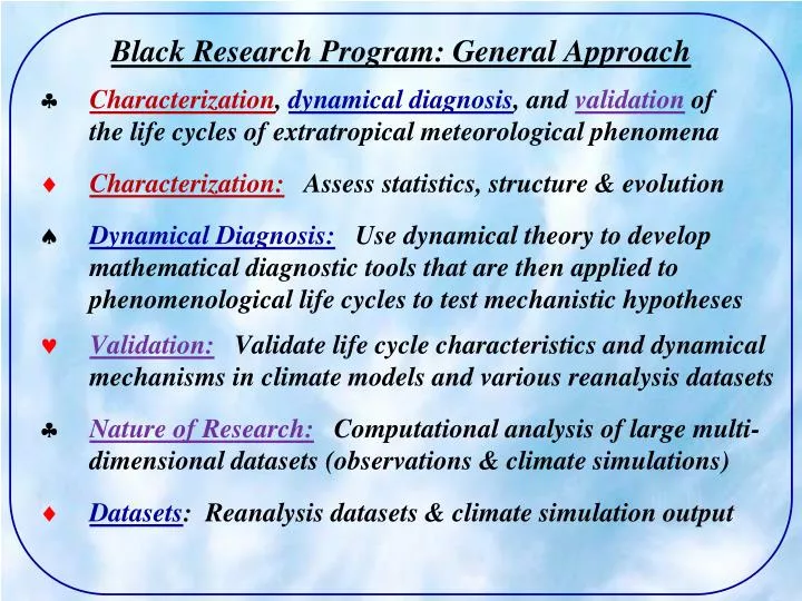 black research program general approach