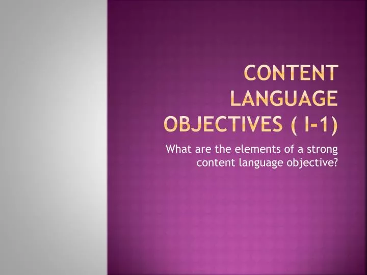 content language objectives i 1