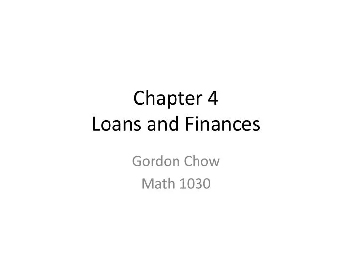 chapter 4 loans and finances