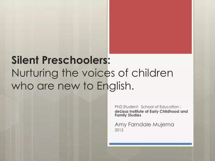 silent preschoolers nurturing the voices of children who are new to english