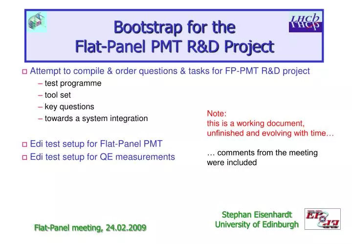 bootstrap for the flat panel pmt r d project