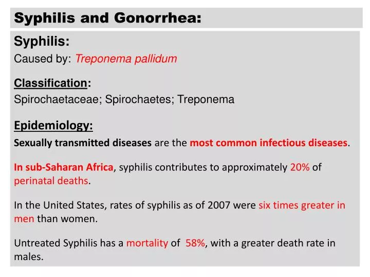 syphilis and gonorrhea