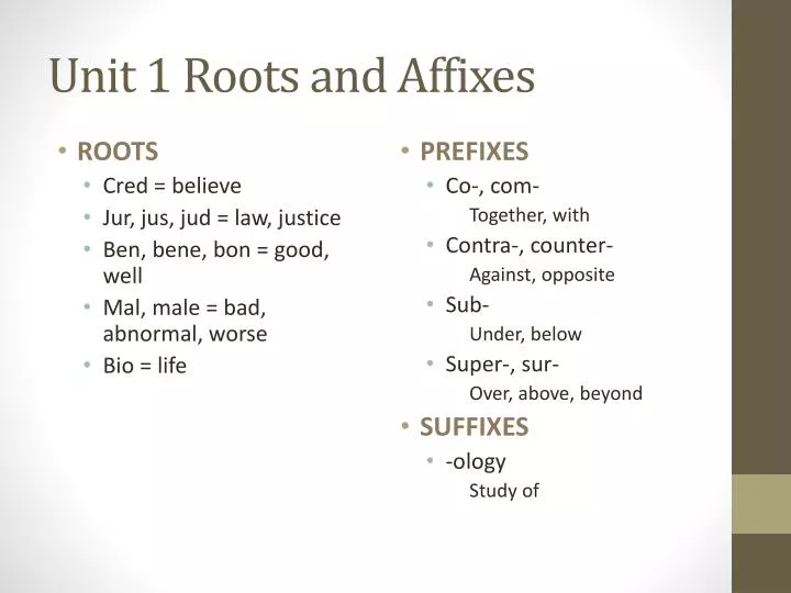 unit 1 roots and affixes