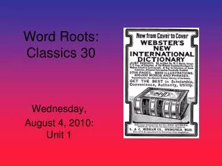 Word Roots: Classics 30