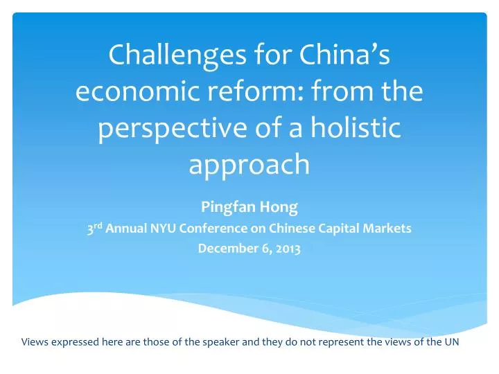 challenges for china s economic reform from the perspective of a holistic approach