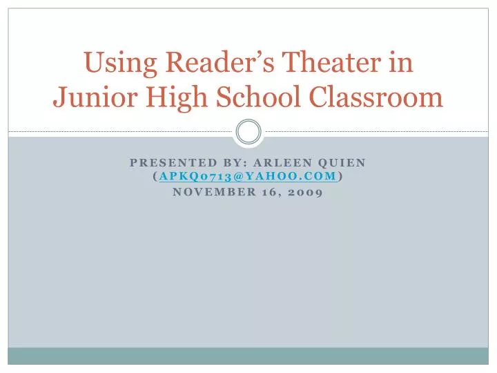 using reader s theater in junior high school classroom