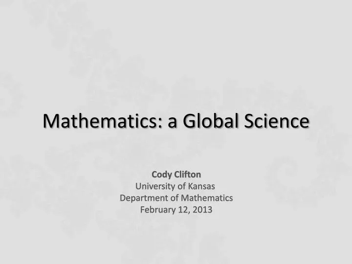 mathematics a global science