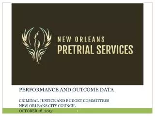 PERFORMANCE AND OUTCOME DATA CRIMINAL JUSTICE AND BUDGET COMMITTEES NEW ORLEANS CITY COUNCIL