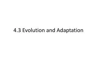 4.3 Evolution and Adaptation