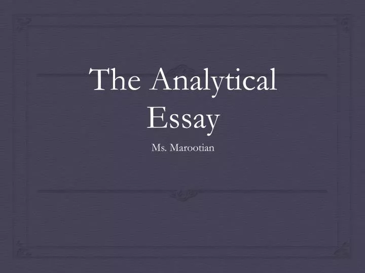 the analytical essay