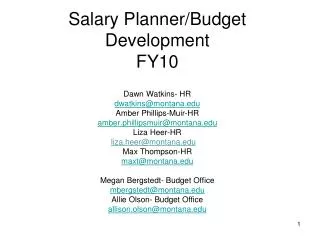 Salary Planner and Budget Development Dates