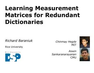 Learning Measurement Matrices for Redundant Dictionaries