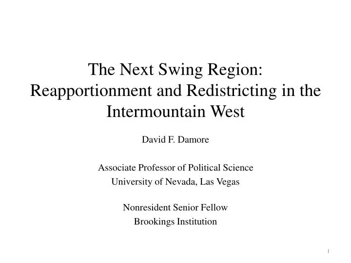 the next swing region reapportionment and redistricting in the intermountain west