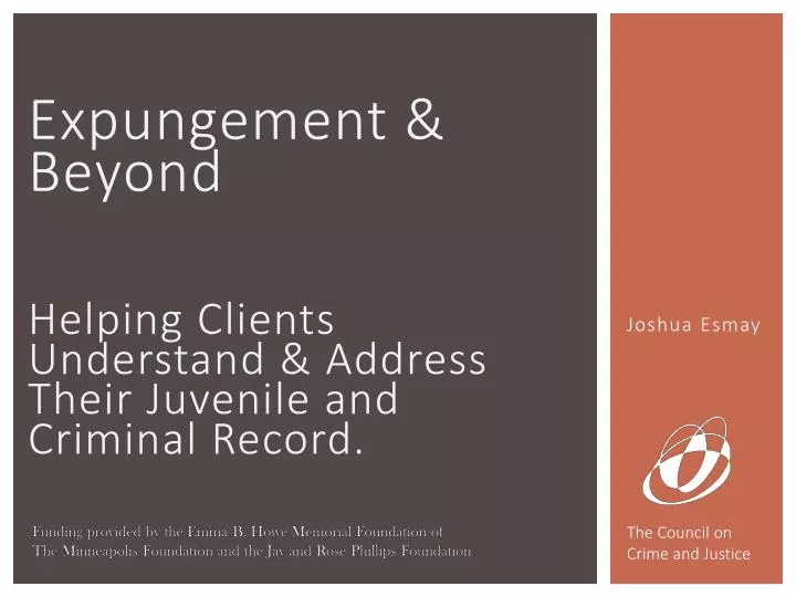 expungement beyond helping clients understand address t heir juvenile and criminal record