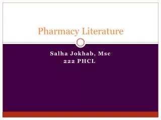 Pharmacy Literature